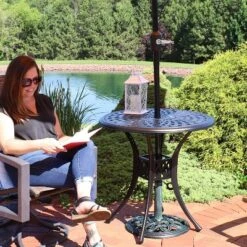 Sunnydaze Decor Sunnydaze 30.75" Round Sigonella Cast Aluminum Outdoor Patio Table, Black -Sunnydaze Decor GUEST 017365ad 32b5 4e15 ad96 ca88125a006b