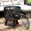 Sunnydaze Decor Sunnydaze Outdoor Camping Or Backyard Cast Iron Retro Round Fire Pit Bowl With Handles And Spark Screen - 26" - Black -Sunnydaze Decor GUEST 02baab90 61f4 481c 93c7 ca51dc3ab1b4