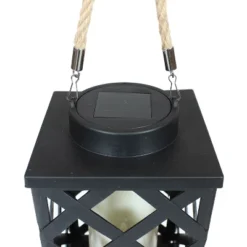Sunnydaze Decor Sunnydaze Outdoor Modern Crosshatch Hanging Tabletop Solar LED Rustic Farmhouse Decorative Candle Lantern - 9" -Sunnydaze Decor GUEST 03012248 13ec 4401 a50b 1e0966265a77