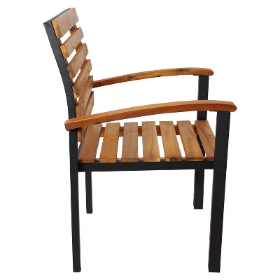 Sunnydaze Decor Sunnydaze 2pk Julian Acacia Wood And Steel Outdoor Patio Arm Chairs 12 Sunnydaze Decor Sunnydaze 2pk Julian Acacia Wood And Steel Outdoor Patio Arm Chairs - Image 10