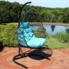 Sunnydaze Decor Sunnydaze Outdoor Resin Wicker Patio Julia Hanging Basket Egg Chair Swing With Cushions, Headrest, And Steel Stand Set - 3pc -Sunnydaze Decor GUEST 0677d1f3 3d17 45bd 97d8 880f008a7693