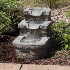 Sunnydaze Decor Sunnydaze 21"H Electric Polyresin 3-Tier Brick Steps Outdoor Water Fountain With LED Light 11 Sunnydaze Decor Sunnydaze 21"H Electric Polyresin 3-Tier Brick Steps Outdoor Water Fountain With LED Light -Sunnydaze Decor GUEST 08231ebe 727c 4227 bef9 801320f8e169