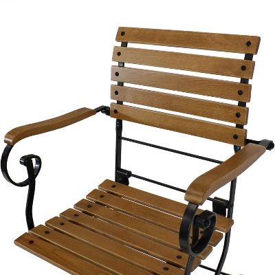 Sunnydaze Decor Sunnydaze Indoor/Outdoor Patio Or Dining Deluxe Chestnut Wooden Folding Bistro Arm Chair - Brown 4 Sunnydaze Decor Sunnydaze Indoor/Outdoor Patio Or Dining Deluxe Chestnut Wooden Folding Bistro Arm Chair - Brown - Image 2