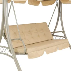 Sunnydaze Decor Sunnydaze Outdoor 3-Person Steel Patio Swing With Adjustable Canopy And Tufted Cushions, Beige 12 Sunnydaze Decor Sunnydaze Outdoor 3-Person Steel Patio Swing With Adjustable Canopy And Tufted Cushions, Beige -Sunnydaze Decor GUEST 0d8e7e39 26ef 4a2d 887e 729f9f67d85d