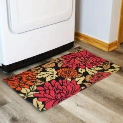 Sunnydaze Decor Sunnydaze Indoor Rubber And Polypropylene Nonslip Entryway Laundry Room Floor Mat Rug - 17" X 29" - Autumnal Floral