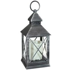 Sunnydaze Decor Sunnydaze 10" Yorktown Black Traditional Style Plastic And Glass Battery Operated Indoor LED Candle Lantern -Sunnydaze Decor GUEST 0dded4a5 002e 4dc9 acd6 1d161164b5d1