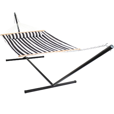 Sunnydaze Decor Sunnydaze 2-Person Quilted Fabric Spreader Bar Hammock With Detachable Pillow And Stand - 400 Lb Weight Capacity/15' Stand 11 Sunnydaze Decor Sunnydaze 2-Person Quilted Fabric Spreader Bar Hammock With Detachable Pillow And Stand - 400 Lb Weight Capacity/15' Stand - Image 9