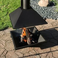 Sunnydaze Decor Sunnydaze Outdoor Backyard Patio Modern Style Steel Wood-Burning Fire Pit Chiminea With Open Sides - 80" - Black -Sunnydaze Decor GUEST 131bbd72 a01f 4edc 80f4 a880e18e7ded