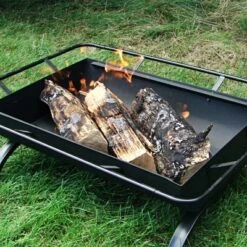 Sunnydaze Decor Sunnydaze Outdoor Camping Or Backyard Rectangular Northland Fire Pit With Cooking Grill Grate, Spark Screen, Log Poker, And Fire Pit Cover - 36" -Sunnydaze Decor GUEST 13658f25 afbb 4cef b797 e084edb91323