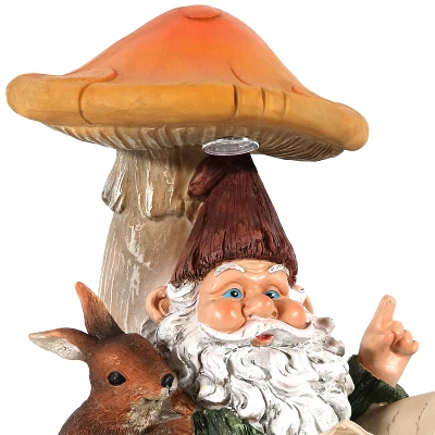 Sunnydaze Decor Sunnydaze Bernard The Bookworm Resin Indoor/Outdoor Garden Gnome With Mushroom And Solar Light - 16" H 6 Sunnydaze Decor Sunnydaze Bernard The Bookworm Resin Indoor/Outdoor Garden Gnome With Mushroom And Solar Light - 16" H - Image 4
