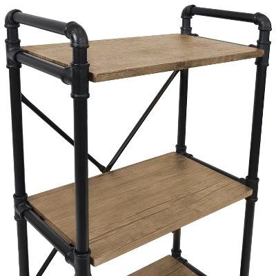 Sunnydaze Decor Sunnydaze 5 Shelf Industrial Style Pipe Frame Freestanding Bookshelf With Wood Veneer Shelves 4 Sunnydaze Decor Sunnydaze 5 Shelf Industrial Style Pipe Frame Freestanding Bookshelf With Wood Veneer Shelves - Image 2