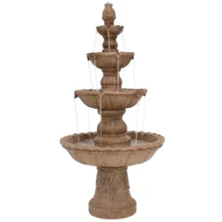Sunnydaze Decor Sunnydaze 52"H Electric Fiberglass And Resin 4-Tier Pineapple Top Outdoor Water Fountain -Sunnydaze Decor GUEST 174645e3 c0d1 440d a948 554ecf724b8f