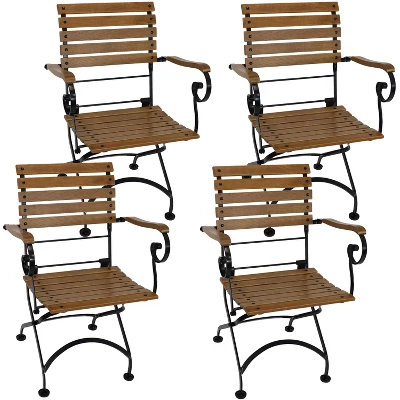 Sunnydaze Decor Sunnydaze Indoor/Outdoor Patio Or Dining Deluxe Chestnut Wooden Folding Bistro Arm Chair - Brown 8 Sunnydaze Decor Sunnydaze Indoor/Outdoor Patio Or Dining Deluxe Chestnut Wooden Folding Bistro Arm Chair - Brown - Image 6