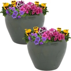 Sunnydaze Decor Sunnydaze Chalet Outdoor/Indoor High-Fired Glazed UV- And Frost-Resistant Ceramic Planters With Drainage Holes - 2-Pack -Sunnydaze Decor GUEST 17d97f93 5c79 4363 a1fa 6520e67be2fc