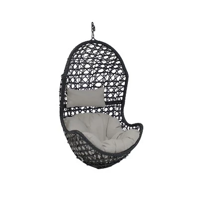 Sunnydaze Decor Sunnydaze Outdoor Resin Wicker Patio Cordelia Hanging Basket Egg Chair Swing With Cushion And Headrest - 2pc 11 Sunnydaze Decor Sunnydaze Outdoor Resin Wicker Patio Cordelia Hanging Basket Egg Chair Swing With Cushion And Headrest - 2pc - Image 9