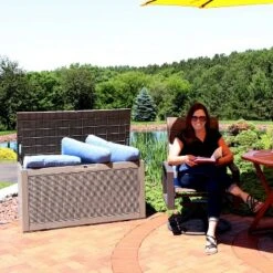 Sunnydaze Decor Sunnydaze Outdoor Deck And Patio Storage Box With Rattan Design - 100 Gal. -Sunnydaze Decor GUEST 1b1646e1 7203 4a97 83f3 6f6cd6e9da89