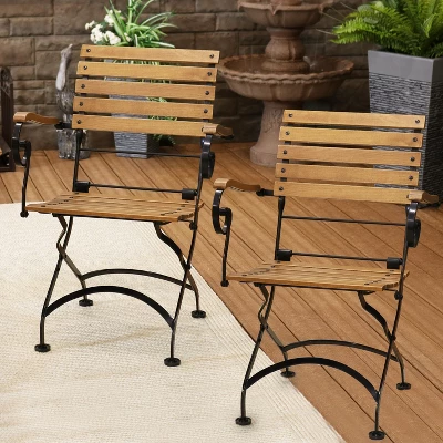 Sunnydaze Decor Sunnydaze Indoor/Outdoor Patio Or Dining Deluxe Chestnut Wooden Folding Bistro Arm Chair - Brown 3 Sunnydaze Decor Sunnydaze Indoor/Outdoor Patio Or Dining Deluxe Chestnut Wooden Folding Bistro Arm Chair - Brown