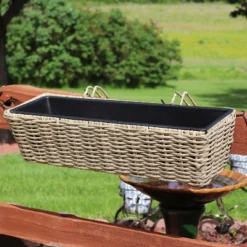 Sunnydaze Decor Sunnydaze Hanging Rectangle Polyrattan Rail Planter With Plastic Liner - 23.5" W X 7.5" D X 6.5" H 15 Sunnydaze Decor Sunnydaze Hanging Rectangle Polyrattan Rail Planter With Plastic Liner - 23.5" W X 7.5" D X 6.5" H -Sunnydaze Decor GUEST 1e6eadbe b9e6 4733 8213 c2b0ff900a68