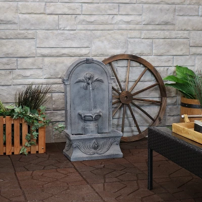 Sunnydaze Decor Sunnydaze 28"H Electric Glass Reinforced Concrete French-Inspired Design Outdoor Wall-Mount Water Fountain 8 Sunnydaze Decor Sunnydaze 28"H Electric Glass Reinforced Concrete French-Inspired Design Outdoor Wall-Mount Water Fountain - Image 6
