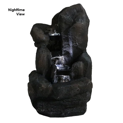 Sunnydaze Decor Sunnydaze Outdoor Solar Powered Rock Falls Water Fountain With Battery Backup, Submersible Pump, And LED Lights - 22" 4 Sunnydaze Decor Sunnydaze Outdoor Solar Powered Rock Falls Water Fountain With Battery Backup, Submersible Pump, And LED Lights - 22" - Image 2