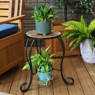 Sunnydaze Decor Sunnydaze Indoor/Outdoor Steel Frame Decorative Slate Tile Top Side Table - 12" 7 Sunnydaze Decor Sunnydaze Indoor/Outdoor Steel Frame Decorative Slate Tile Top Side Table - 12" - Image 5