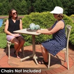 Sunnydaze Decor Sunnydaze 28" Square Plastic All-Weather Commercial-Grade Indoor/Outdoor Patio Dining Table With Foldable Design, Tan -Sunnydaze Decor GUEST 275ae3d9 12a7 44c4 a321 3961a1a969dd