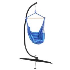 Sunnydaze Decor Sunnydaze Double Cushion Hanging Rope Hammock Chair Swing With C-Stand - 265 Lb. Weight Capacity -Sunnydaze Decor GUEST 27c74480 5652 4c44 8bc0 879ad7d3574b