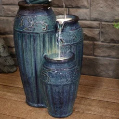 Sunnydaze Decor Sunnydaze 27"H Electric Ceramic Dark Turquoise Tour De Vase Outdoor Water Fountain With LED Lights 18 Sunnydaze Decor Sunnydaze 27"H Electric Ceramic Dark Turquoise Tour De Vase Outdoor Water Fountain With LED Lights -Sunnydaze Decor GUEST 28213bc9 e4f5 40bd 82eb 0dbd55d24f96