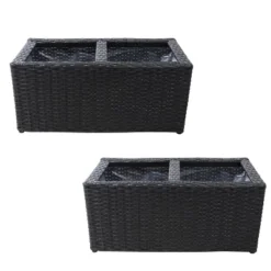 Sunnydaze Decor Sunnydaze 2-Section Rectangle Polyrattan Indoor Planters - 21.5" W X 11.5" D X 9.25" H - 2-Pack -Sunnydaze Decor GUEST 28a1cb7e 7ad4 4c94 bf7e 8e037e67ce8f