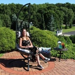 Sunnydaze Decor Sunnydaze Outdoor Resin Wicker Patio Phoebe Hanging Basket Egg Chair Swing With Cushions And Headrest- 2pc -Sunnydaze Decor GUEST 2a1f04ca b4ec 46a2 bd2a 762d3290e76d
