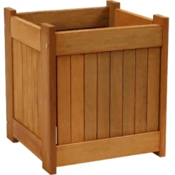 Sunnydaze Decor Sunnydaze Outside Meranti Wood Outdoor Planter Box With Teak Oil Finish For Garden, Porch And Patio - 16" Square -Sunnydaze Decor GUEST 2c39ea28 c214 4010 8c6f 94575f0256a7