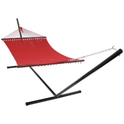 Sunnydaze Decor Sunnydaze Outdoor 2-Person Double Polyester Rope Hammock With Wood Spreader Bar And 15ft Black Steel Stand 18 Sunnydaze Decor Sunnydaze Outdoor 2-Person Double Polyester Rope Hammock With Wood Spreader Bar And 15ft Black Steel Stand -Sunnydaze Decor GUEST 2cca0a60 f728 4799 a8b5 5a753a2fd579