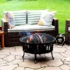Sunnydaze Decor Sunnydaze 25" Outdoor Steel Mesh Stripe Cutout Fire Pit Set With Spark Screen And Poker Lifting Tool -Sunnydaze Decor GUEST 2d2e36e9 e61e 4c8d b583 47cf048893d3