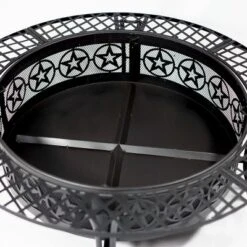 Sunnydaze Decor Sunnydaze Outdoor Camping Or Backyard Steel Round Four Star Fire Pit Table With Spark Screen - 40" - Black -Sunnydaze Decor GUEST 2dfb8587 ab12 4784 9a4d f851633e6ee4