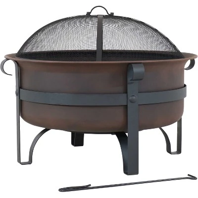 Sunnydaze Decor Sunnydaze Outdoor Camping Or Backyard Large Round Cauldron Fire Pit Bowl With Log Poker And Spark Screen - 29" 5 Sunnydaze Decor Sunnydaze Outdoor Camping Or Backyard Large Round Cauldron Fire Pit Bowl With Log Poker And Spark Screen - 29" - Image 3