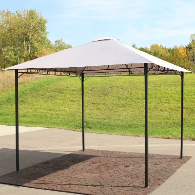 Sunnydaze Decor Sunnydaze Steel Open Gazebo With Weather-Resistant Polyester Fabric Top And Black Metal Frame For Backyard, Garden, Deck Or Patio - 10' X 10' - Gray 3 Sunnydaze Decor Sunnydaze Steel Open Gazebo With Weather-Resistant Polyester Fabric Top And Black Metal Frame For Backyard, Garden, Deck Or Patio - 10' X 10' - Gray