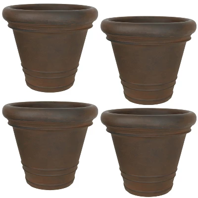 Sunnydaze Decor Sunnydaze Crozier Polyresin Outdoor/Indoor Heavy-Duty Double-Walled Fade-Resistant Flower Pot Planter - 16" Diameter - Rust 10 Sunnydaze Decor Sunnydaze Crozier Polyresin Outdoor/Indoor Heavy-Duty Double-Walled Fade-Resistant Flower Pot Planter - 16" Diameter - Rust - Image 8