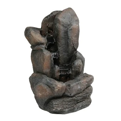 Sunnydaze Decor Sunnydaze Outdoor Solar Powered Rock Falls Water Fountain With Battery Backup, Submersible Pump, And LED Lights - 22" 7 Sunnydaze Decor Sunnydaze Outdoor Solar Powered Rock Falls Water Fountain With Battery Backup, Submersible Pump, And LED Lights - 22" - Image 5