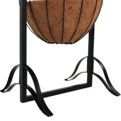 Sunnydaze Decor Sunnydaze Indoor/Outdoor Iron Construction Decorative Welcome Sign And Coco Grass Liner Hanging Basket Planter Stand - 48" H - Black -Sunnydaze Decor GUEST 30b481e7 8f5d 421e a158 ed887f4ff7f3