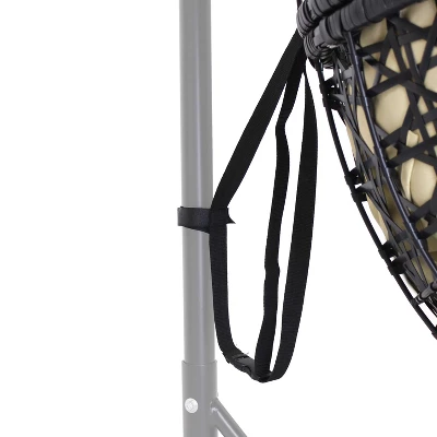 Sunnydaze Decor Sunnydaze Outdoor Resin Wicker Patio Lauren Hanging Basket Egg Chair Swing With Cushions And Headrest - Beige - 2pc 6 Sunnydaze Decor Sunnydaze Outdoor Resin Wicker Patio Lauren Hanging Basket Egg Chair Swing With Cushions And Headrest - Beige - 2pc - Image 4