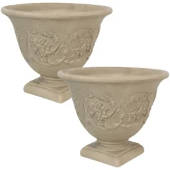 Sunnydaze Decor Sunnydaze Indoor/Outdoor Patio, Garden, Or Porch Weather-Resistant Double-Walled Darcy Flower Pot Planter - 16" - Beige -Sunnydaze Decor GUEST 33ab2a83 7a01 4e8b a6e1 8b10017fdcb6