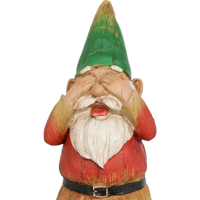 Sunnydaze Decor Sunnydaze Three Wise Garden Gnomes Hear, Speak, See No Evil Indoor/Outdoor Lawn Statue Set - 12" H - 3-Piece Set 5 Sunnydaze Decor Sunnydaze Three Wise Garden Gnomes Hear, Speak, See No Evil Indoor/Outdoor Lawn Statue Set - 12" H - 3-Piece Set - Image 3
