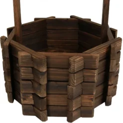 Sunnydaze Decor Sunnydaze Outdoor Fir Wood Wishing Well Garden Planter With Hanging Flower Bucket For Garden Or Yard - 45" H - Brown -Sunnydaze Decor GUEST 34bd2f99 d095 44fa 962b d7dccdea824b