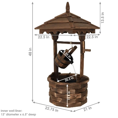 Sunnydaze Decor Sunnydaze 48"H Electric Fir Wood Old-Fashioned Wishing Well Outdoor Water Fountain 8 Sunnydaze Decor Sunnydaze 48"H Electric Fir Wood Old-Fashioned Wishing Well Outdoor Water Fountain - Image 6