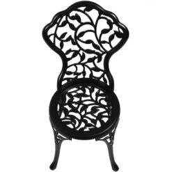 Sunnydaze Decor Sunnydaze Floral Design Cast Aluminum Outdoor Patio Bistro Set, Black, 3pc -Sunnydaze Decor GUEST 378d4925 6609 484c b093 184cd1d32c06