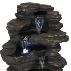 Sunnydaze Decor Sunnydaze 39"H Electric Polystone Rock Falls Waterfall Outdoor Water Fountain With LED Lights -Sunnydaze Decor GUEST 37c00bc7 5e44 4d87 8c25 9a272ec9afea