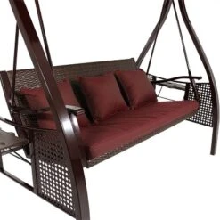 Sunnydaze Decor Sunnydaze Outdoor Deluxe 3-Person Patio Swing With Tilting Canopy Shade, Cushions And Side Tables -Sunnydaze Decor GUEST 38155c14 4ab5 4936 8bf5 bc93c6134b34