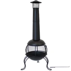 Sunnydaze Decor Sunnydaze Outdoor Backyard Patio Steel Wood-Burning Fire Pit Chiminea With Rain Cap And Mesh Sides - 66" - Black 12 Sunnydaze Decor Sunnydaze Outdoor Backyard Patio Steel Wood-Burning Fire Pit Chiminea With Rain Cap And Mesh Sides - 66" - Black -Sunnydaze Decor GUEST 39d00c7d f71b 47d1 92df c04b34491e1b