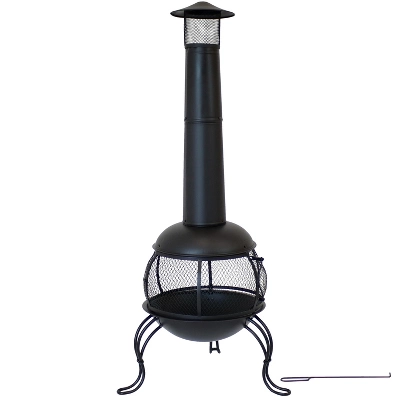 Sunnydaze Decor Sunnydaze Outdoor Backyard Patio Steel Wood-Burning Fire Pit Chiminea With Rain Cap And Mesh Sides - 66" - Black 7 Sunnydaze Decor Sunnydaze Outdoor Backyard Patio Steel Wood-Burning Fire Pit Chiminea With Rain Cap And Mesh Sides - 66" - Black - Image 5
