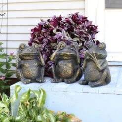 Sunnydaze Decor 22 Sunnydaze Decor Sunnydaze 14" Indoor/Outdoor 3 Wise Frogs Statue Trio Set - Hear No Evil, See No Evil, Speak No Evil